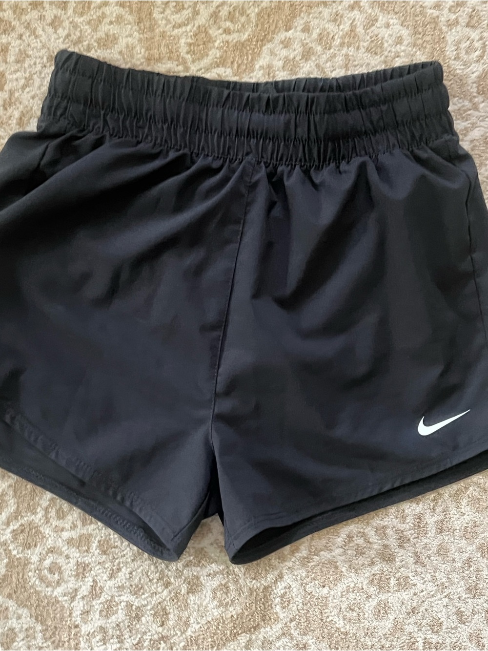 Nike girls Black Athletic Running Shorts with White Swoosh